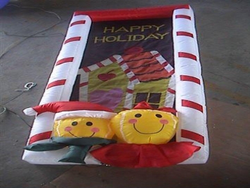 70" H Lighted Air Blown Inflatable 3 Xmas figures Banner
